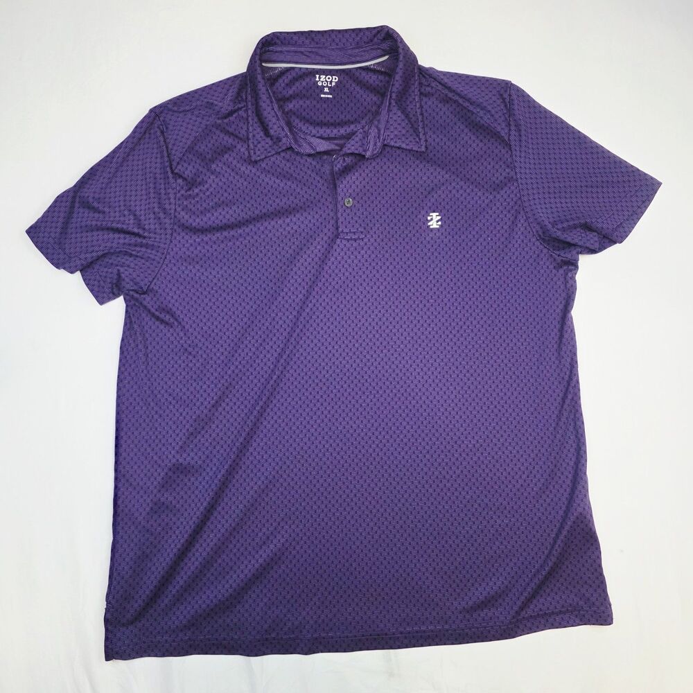 IZOD Golf Men's Purple Geometric/Diamond Print Performance Polo Shirt XL
